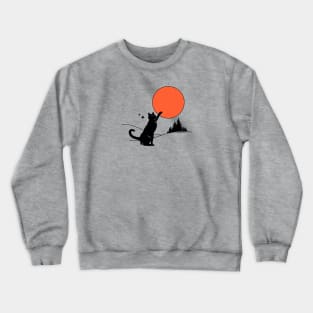 Cool Sun Black Cat in orange Crewneck Sweatshirt